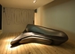Sofa noir de système de lune avec Ottoman, sofa en cuir moderne de Zaha Hadid de mousse fournisseur
